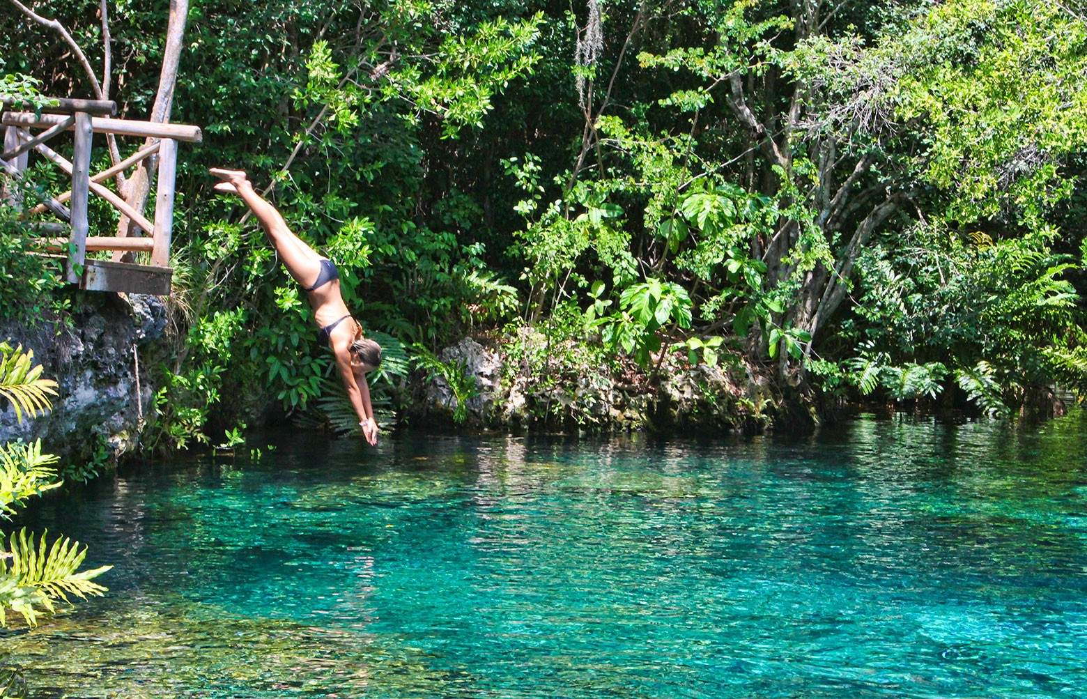 Jump into these natural lagoons in the middle of the tropical rainforest