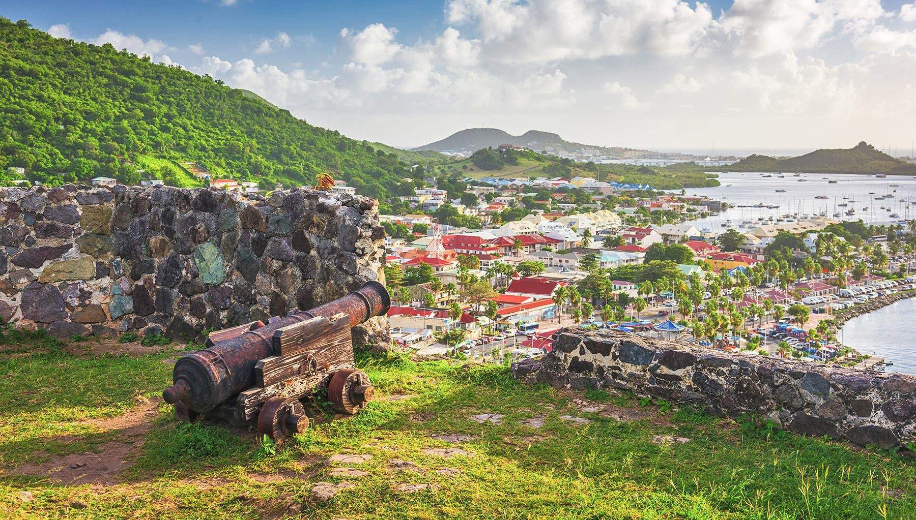 Enjoy the spectacular vista from Fort Louis over the gorgeous landscape of the island