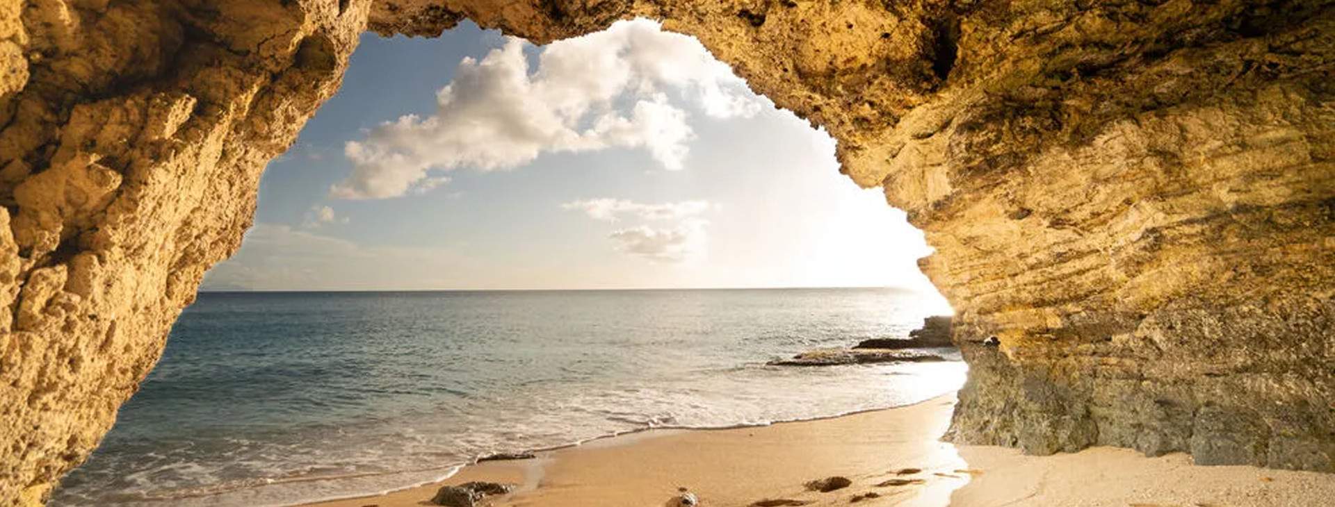 View of the Caribbean Sea from a cave in Cupecoy Beach, Sint Maarten