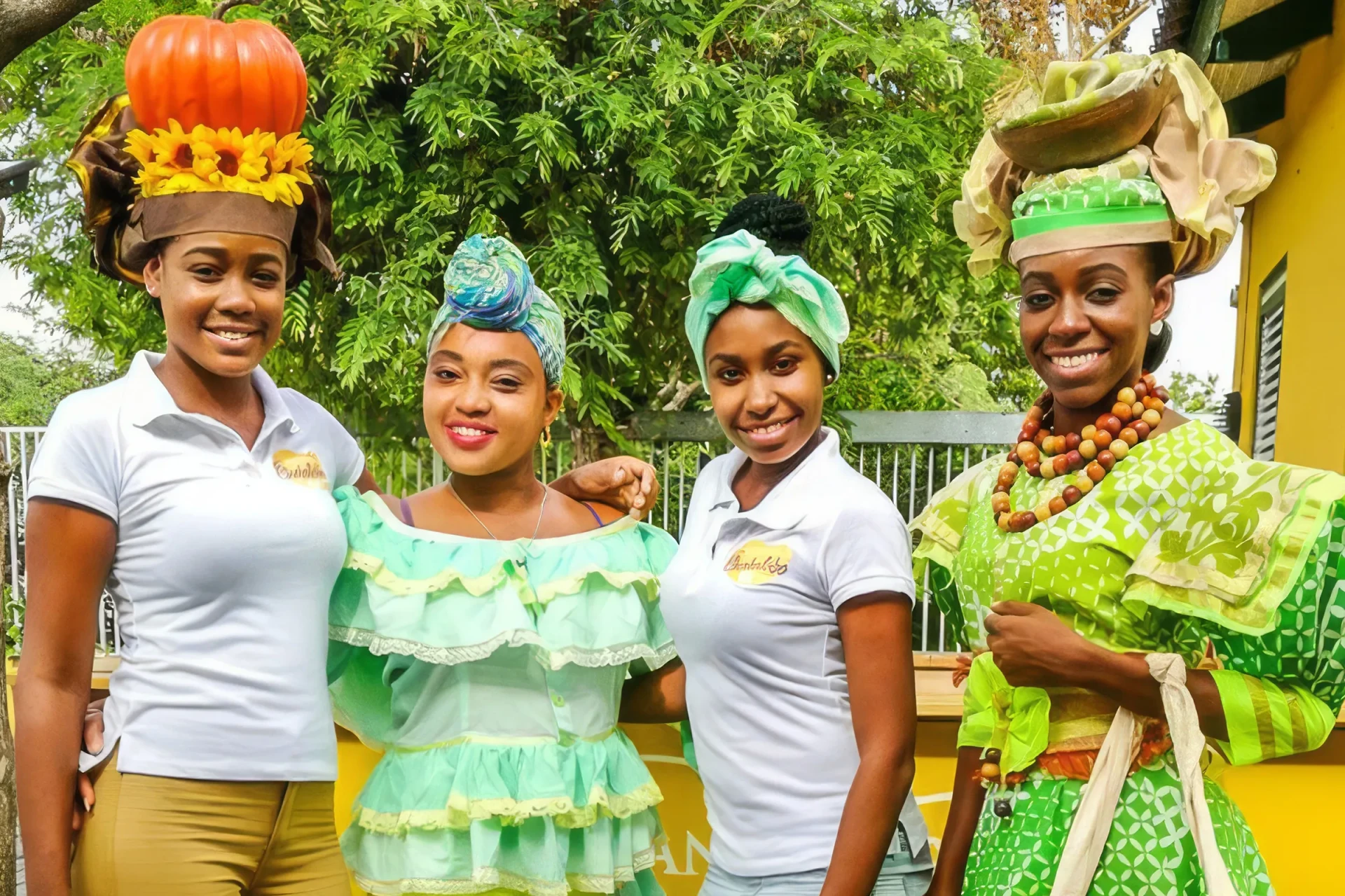 Women of Curacao in traditional clothing, from the ABC Islands