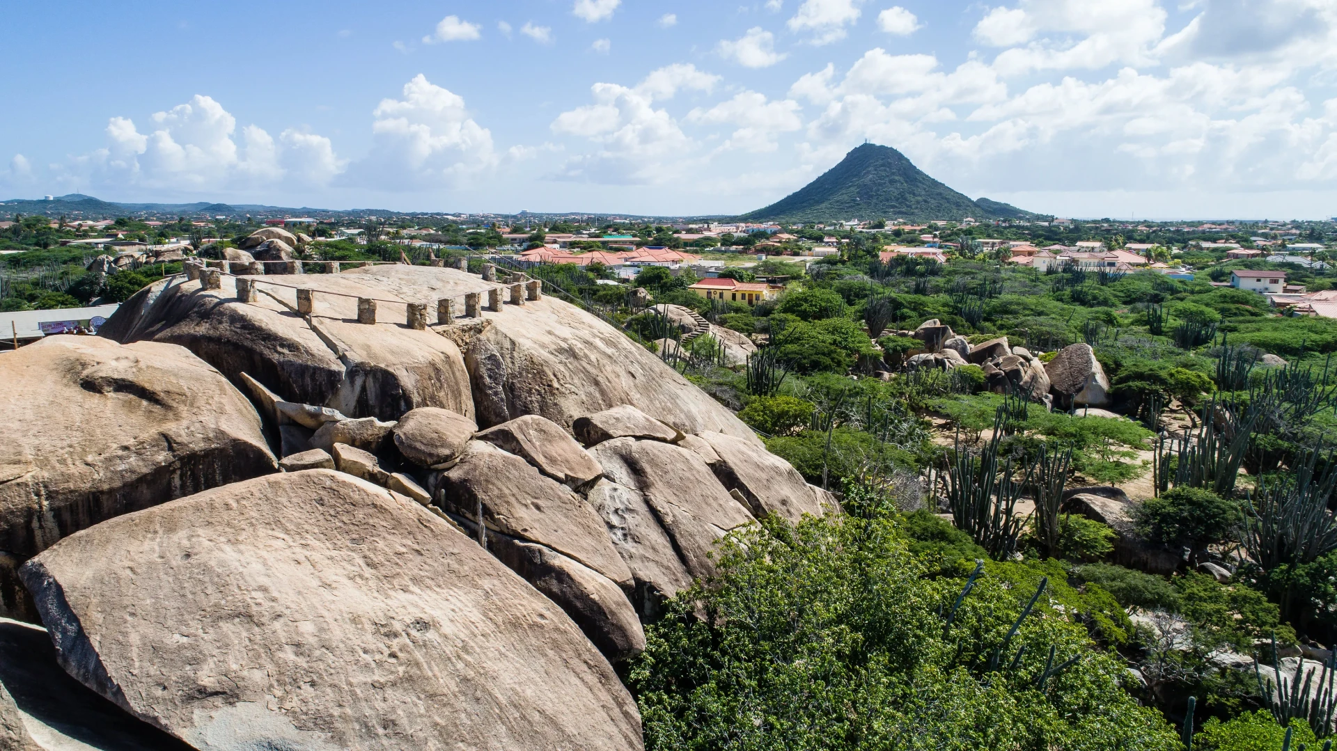 Rock formations and Mount Hooiberg in Aruba, ABC Islands