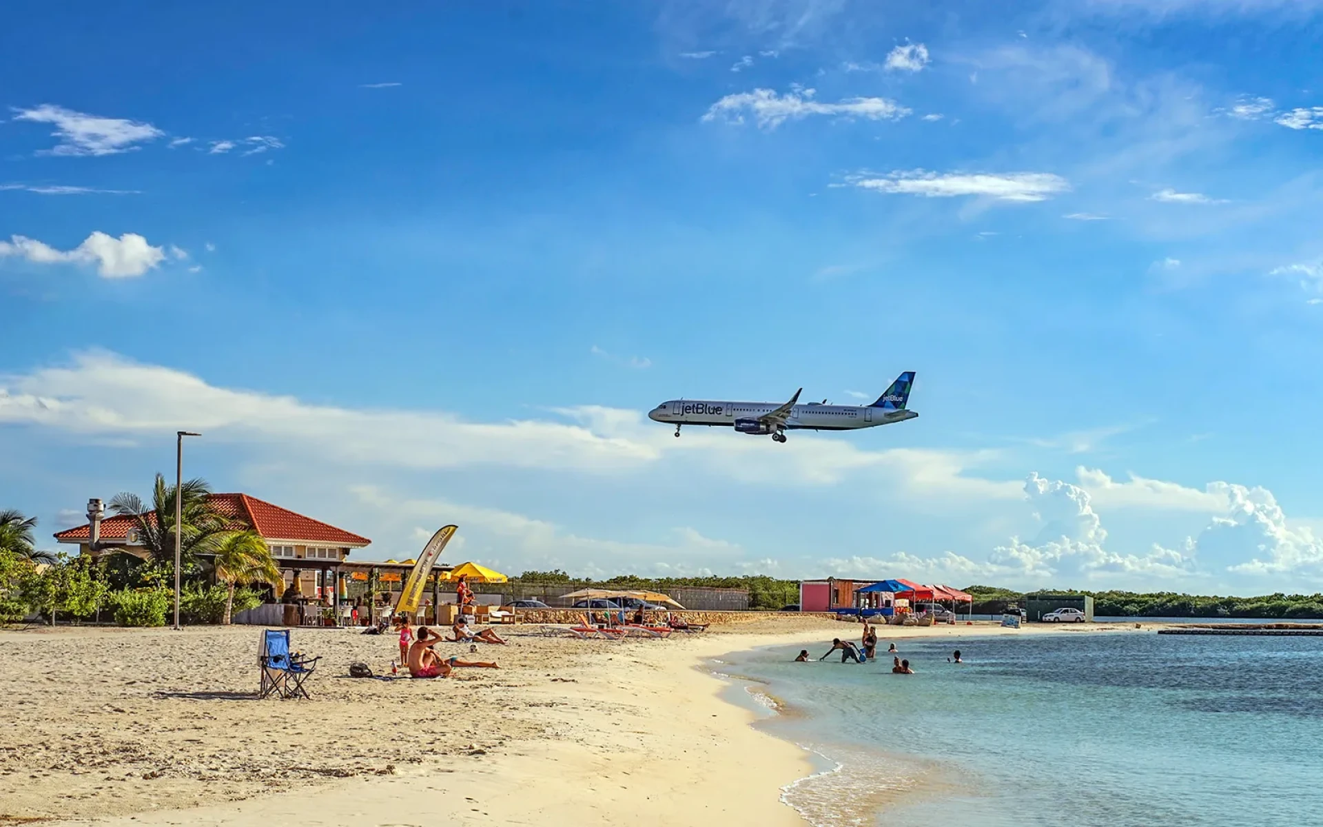 Plane lands at Aruba Airport, ABC Islands