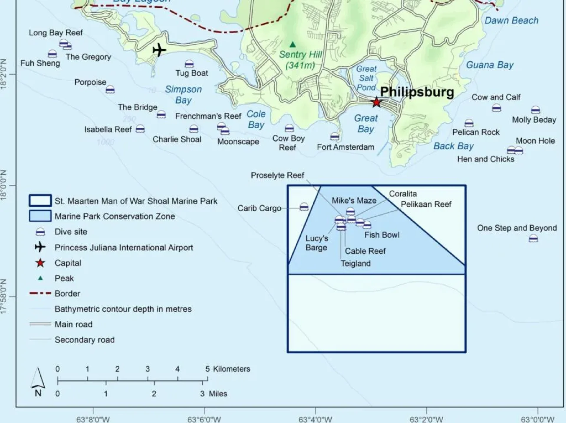 Man of War Shoal Marine Park map