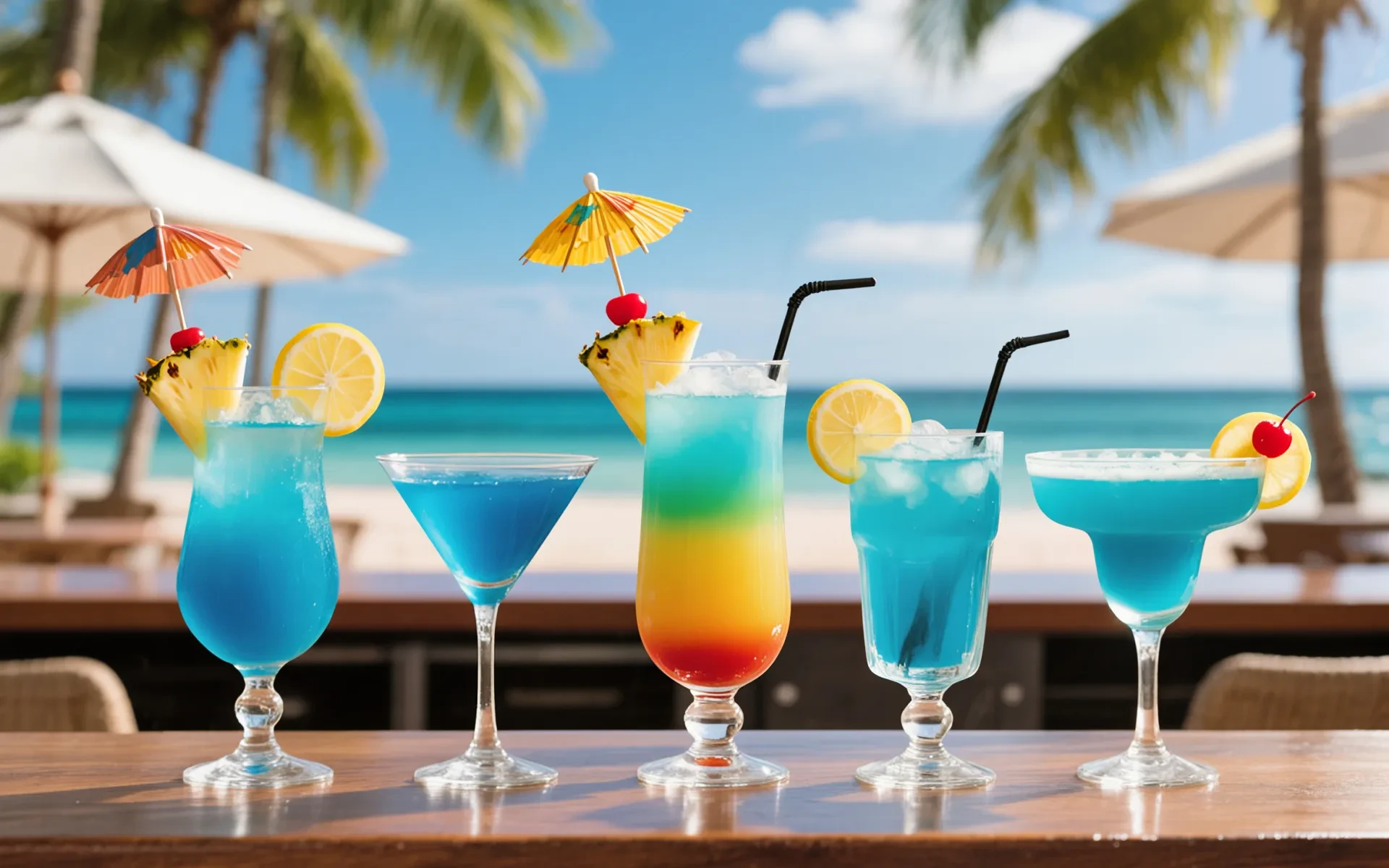 Blue Curacao cocktails at the beach in 2025
